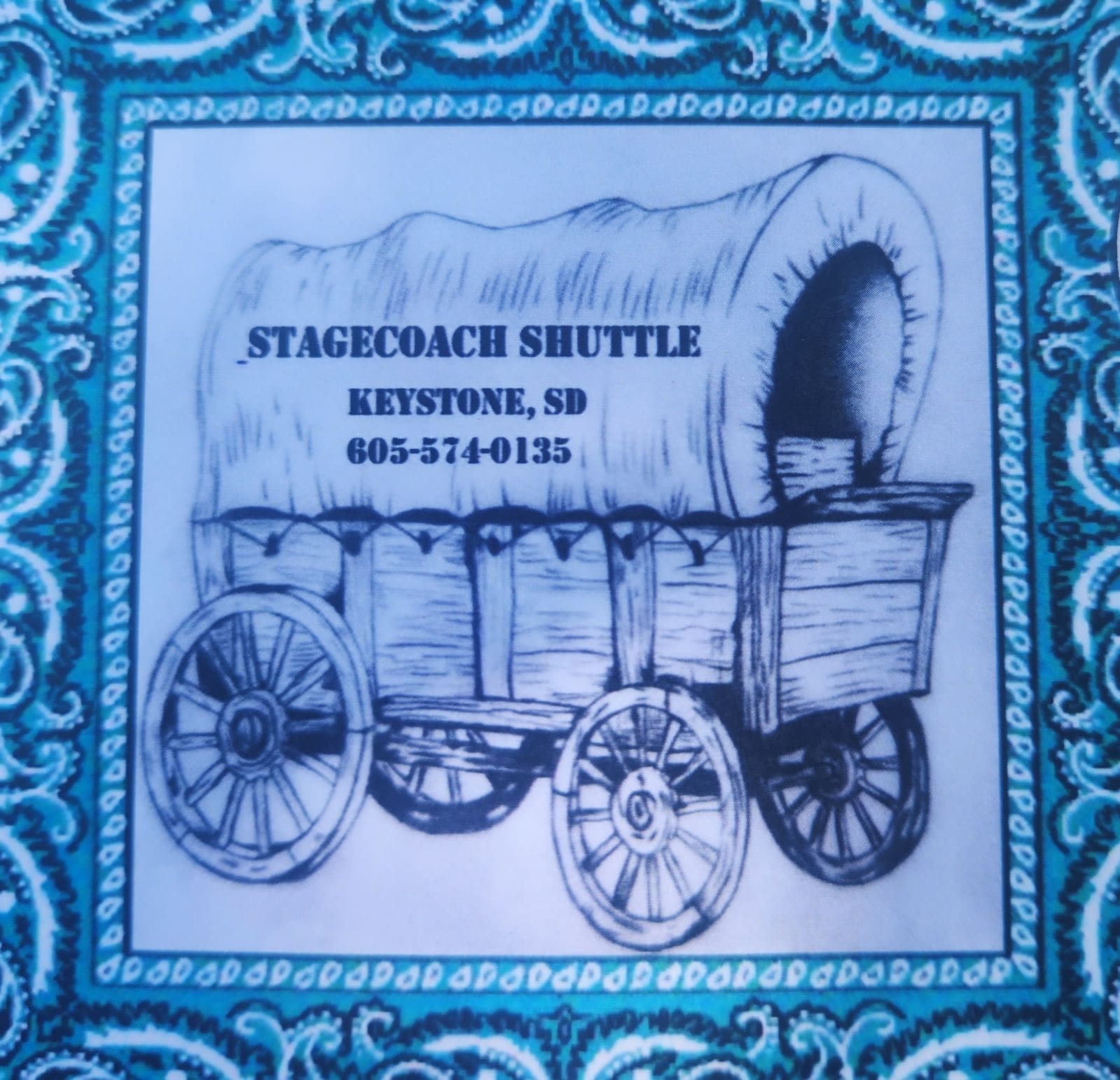 Covered Wagon, with Business Name, Stagecoach Shuttle